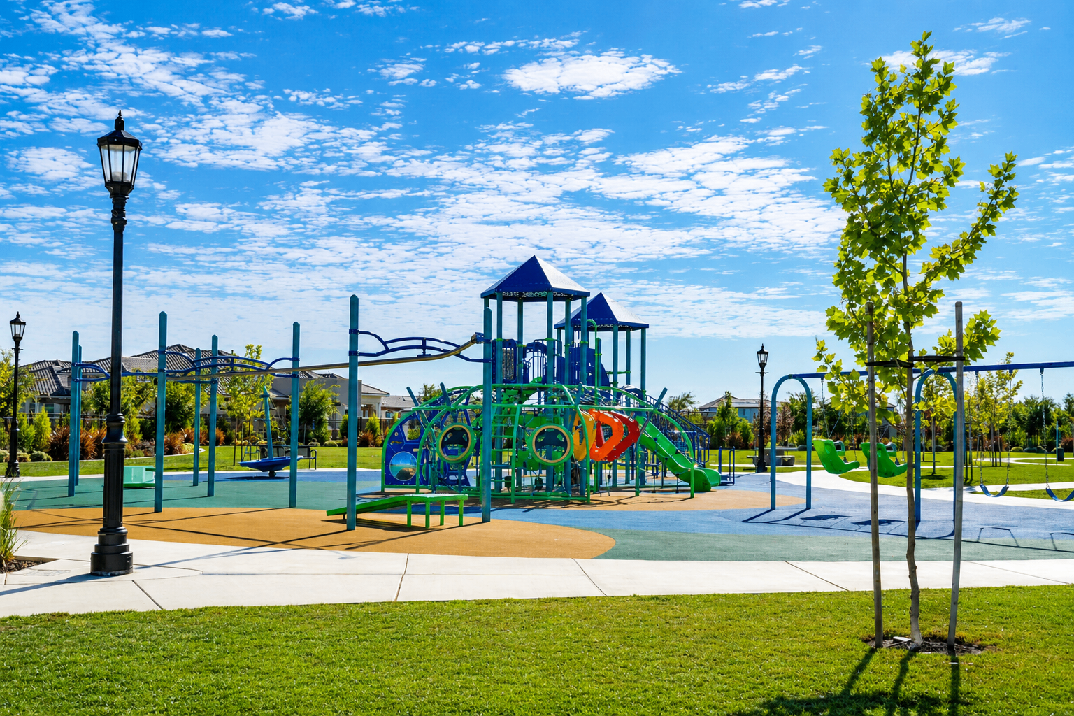 Colorful community playground structure